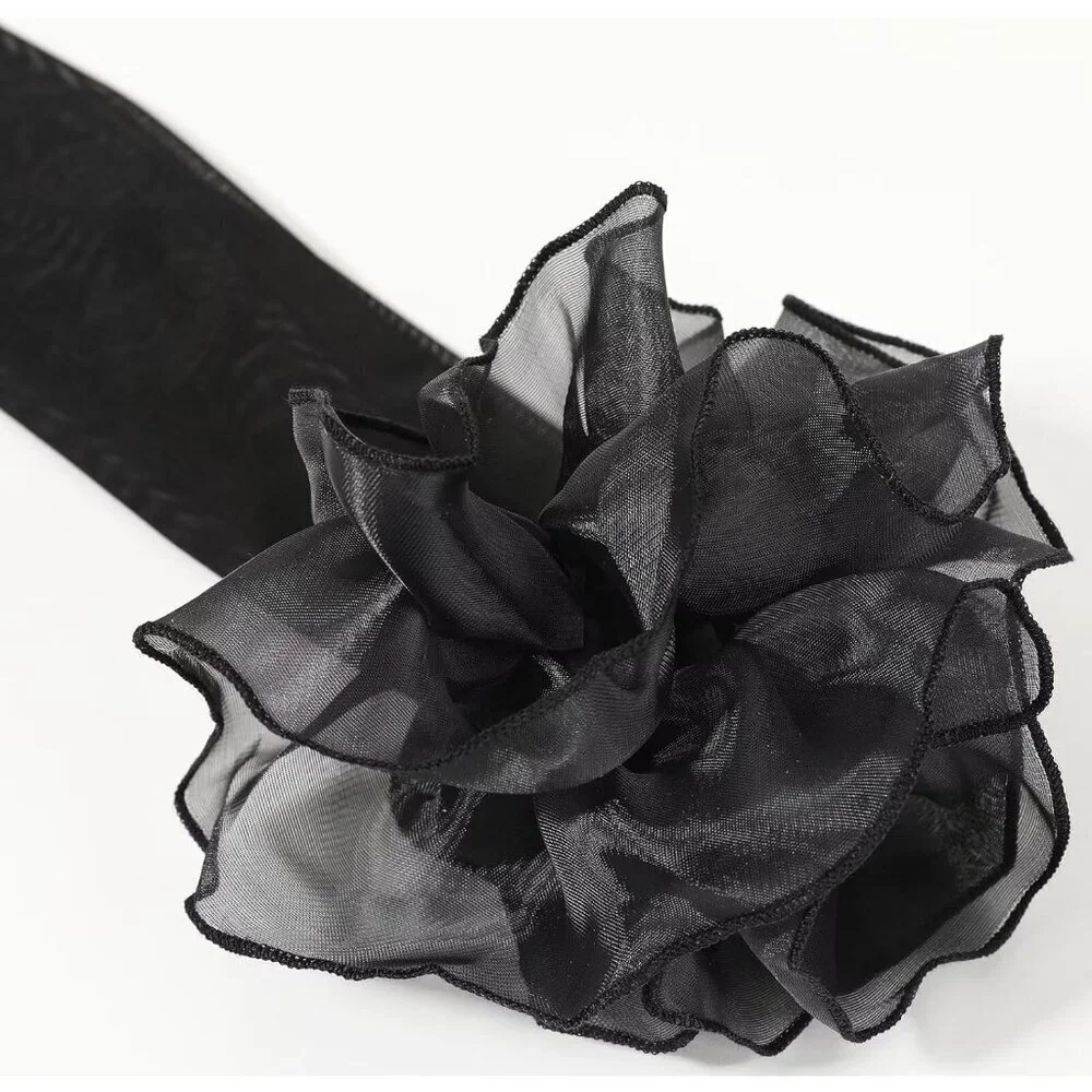 Women's Long Burgundy Ruffle Puff Cuff Sleeve Mesh Gloves Wedding Party Costume